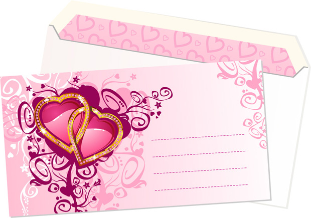free vector Pink heart-shaped pattern envelope vector material